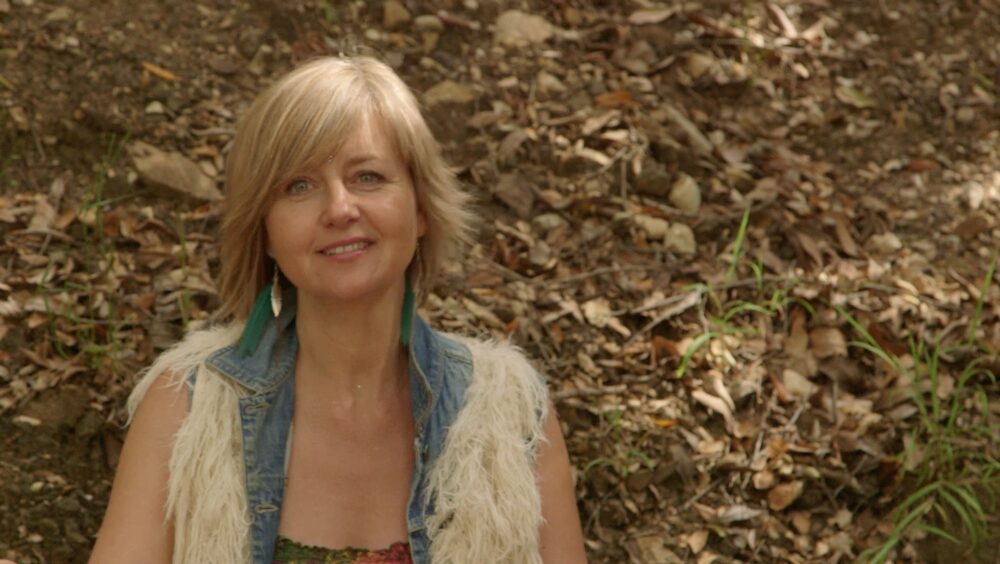 jules alice gibbons during a when interview with david roy in topanga california